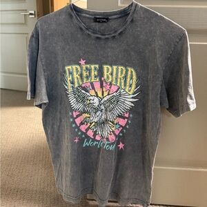 Free Bird Graphic Tee in Charcoal